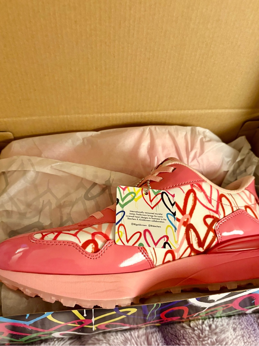 NWT Skechers Pink & Red Graffiti Platform Sneakers - Picture 2 of 7